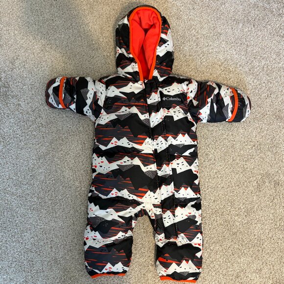Columbia Baby Black and Orange Puffer Bunting Suit Down Filled 3-6 months winter - Picture 2 of 10